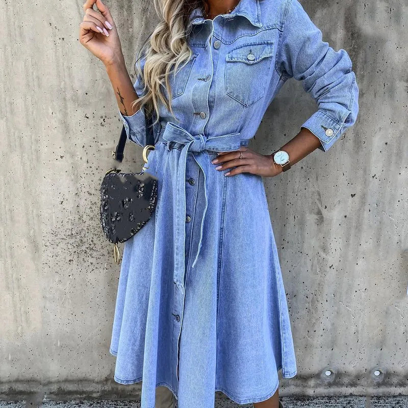 Casual Long Denim Maxi Dress.