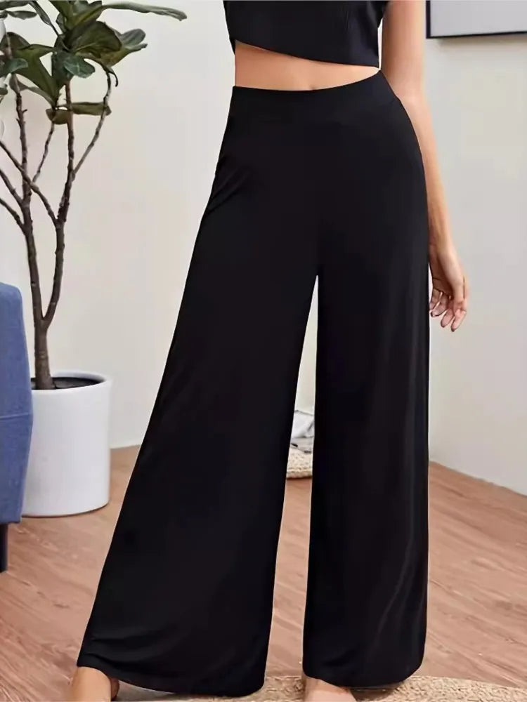 Plus Size Spring Summer Pant Women High Waist Fashion Loose Wide Leg Ladies Trousers