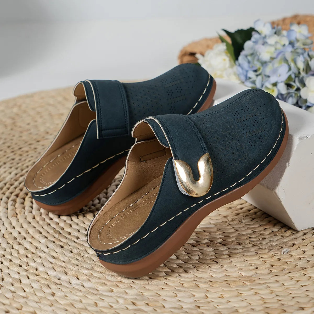 Women's Wedge  Mules Slip-On Platform with Comfort.