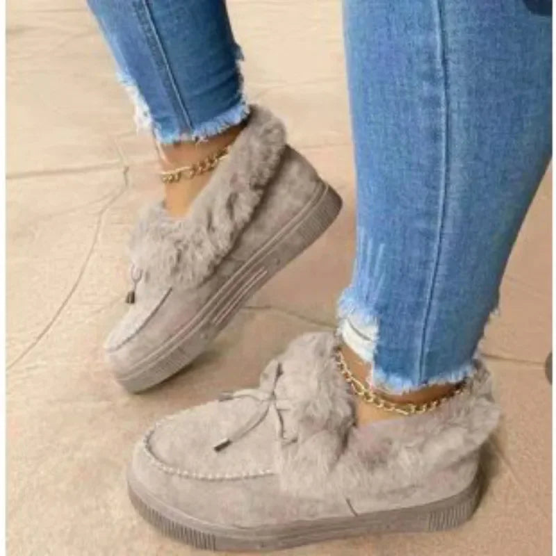 Solid Color Women Winter Cotton Plush Warm Casual Boot/Shoe .