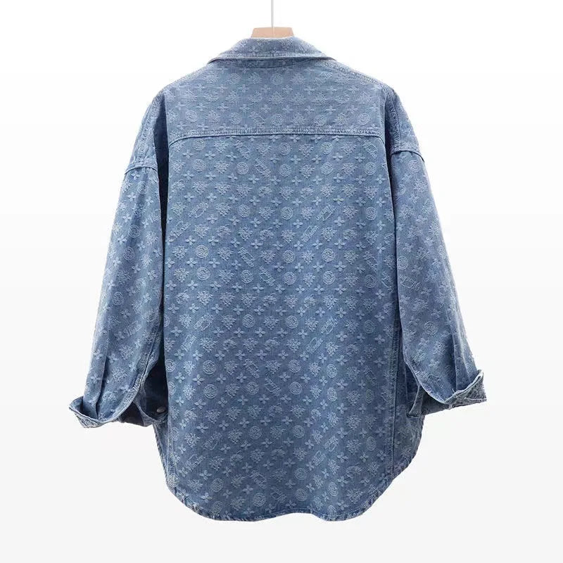 Denim Women's Autumn Loose Long Sleeve Shirt S-3X
