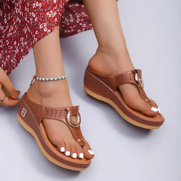 Women New Summer Sandals Open Toe Wedge Comfortable Sandals