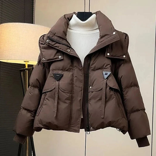 Women's Hooded Down Cotton Jacket - Loose Fit Padded Winter Coat.  S-2x