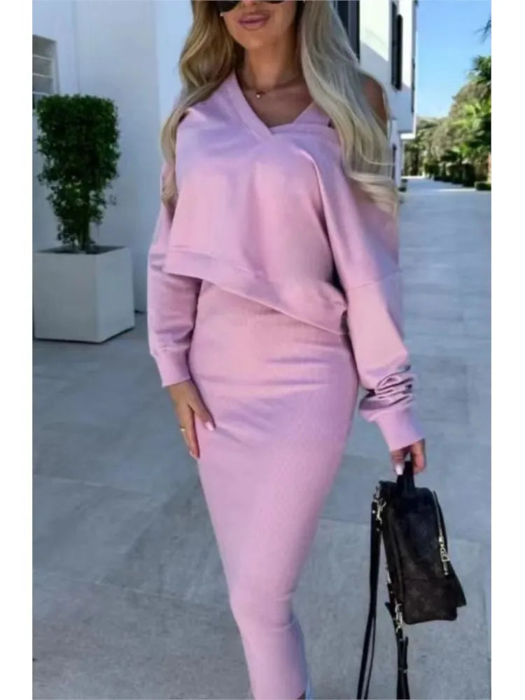New Women's Two Piece Fashion Sweater and Skirt Perfect For All Seasons. S-XL