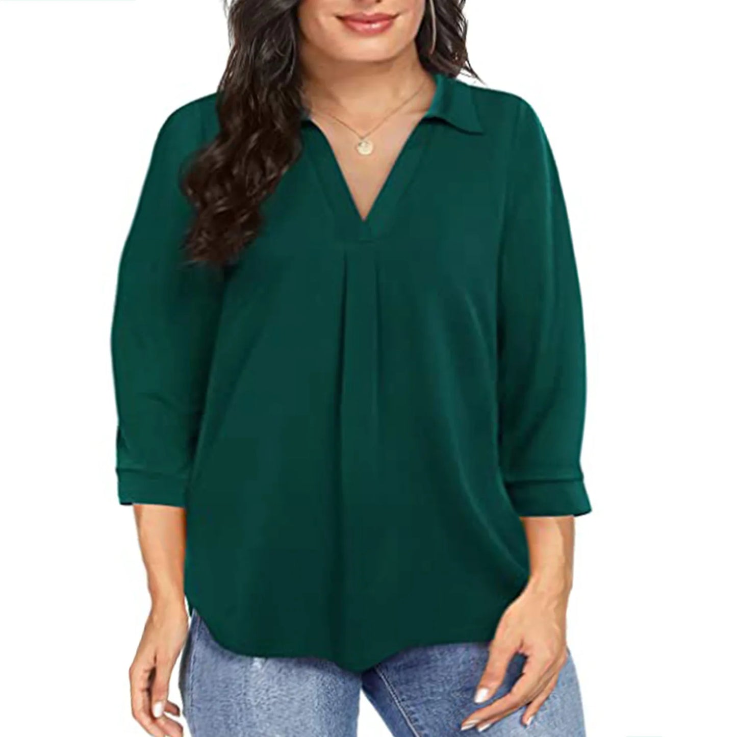 Women's Plus Size loose V-neck shirt top