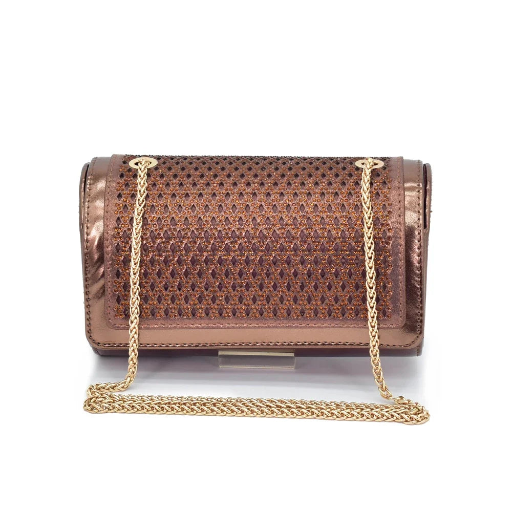 New Arrival Women Italian Shoes and Matching Bag Set Decorated with Rhinestones