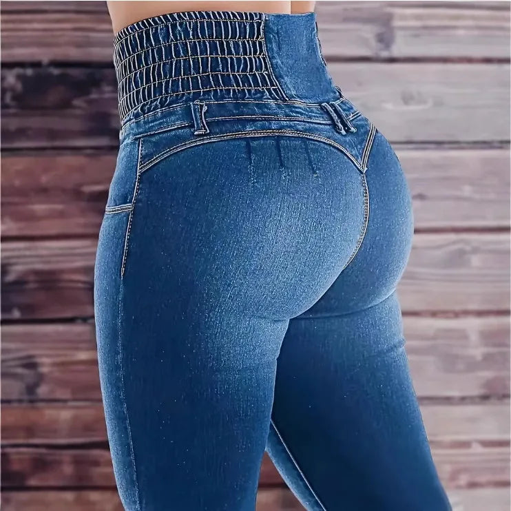 Women  Denim Flare Pant Slim High Waist Street wear Spring 2025. S-xxL