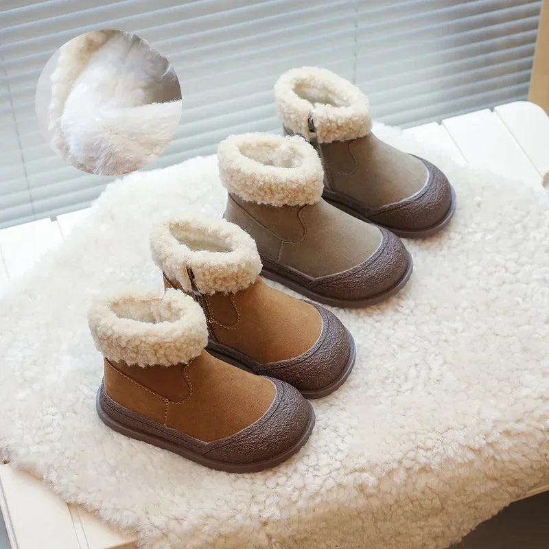 Kids Snow Boots 2024 Winter New Soft Sole Cotton Boot Girls Boots Warm Thick Cotton Shoes All Match Sneakers Ankle Boots for Boy