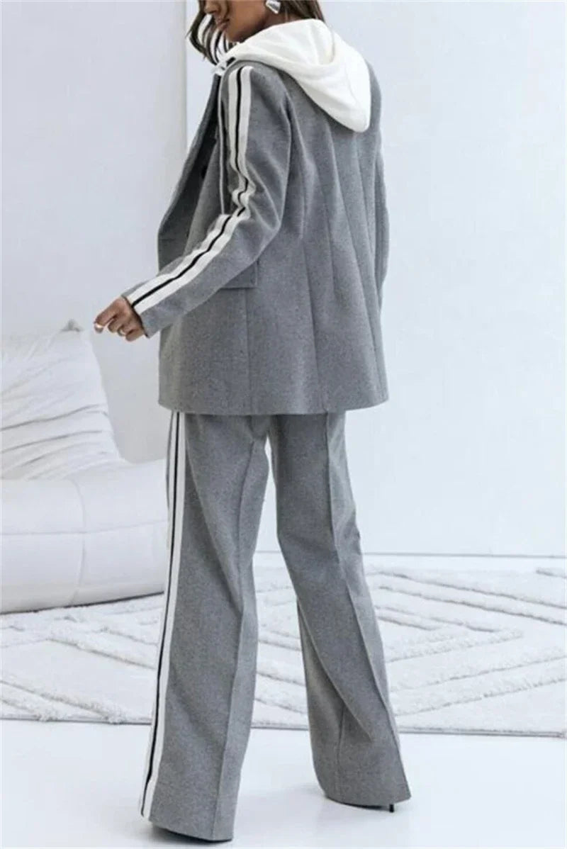 Streetwear 2 Piece Women Outfit Hooded Blaze and Pants Set.