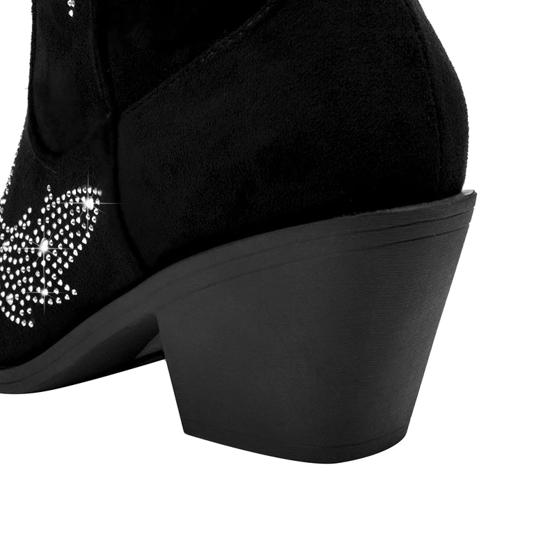 New Thick Heel Great Quality Pointed Bling Women's Boot