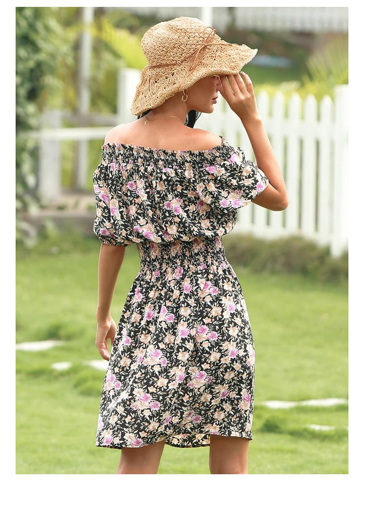2025 Spring and Summer New Women's Printed Midi Dress .  S-3X