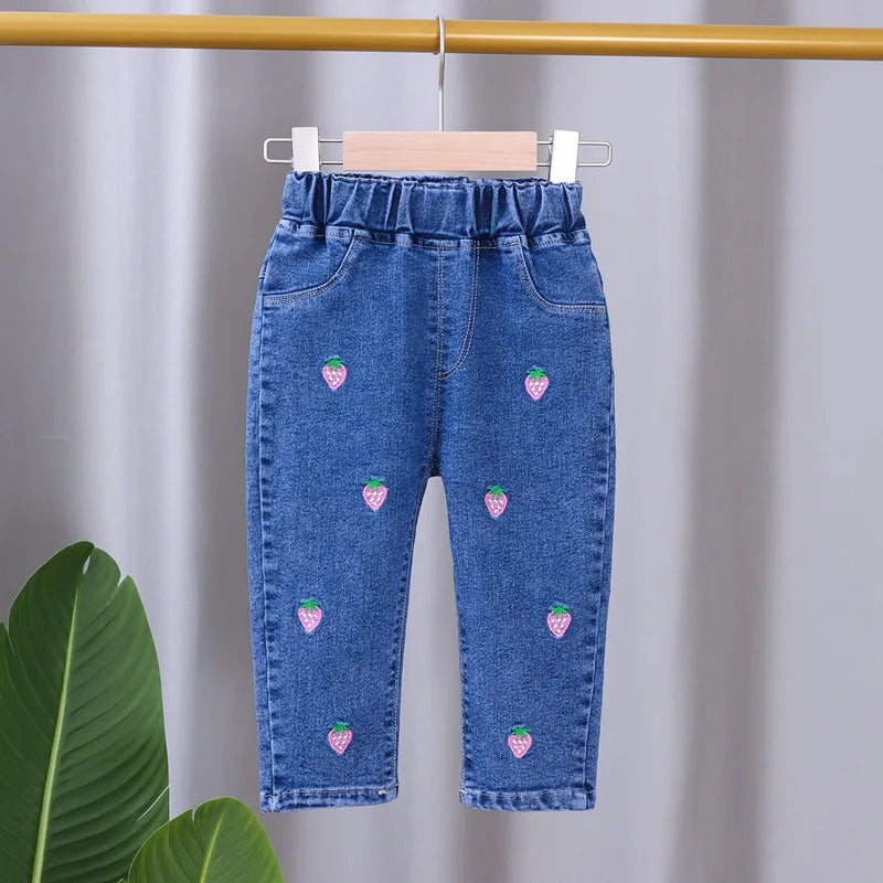 2025 New Girls Jeans Children Spring Autumn Fashion jeans flared pants Girls High Quality Bow leisure long Pants 0-5 Y