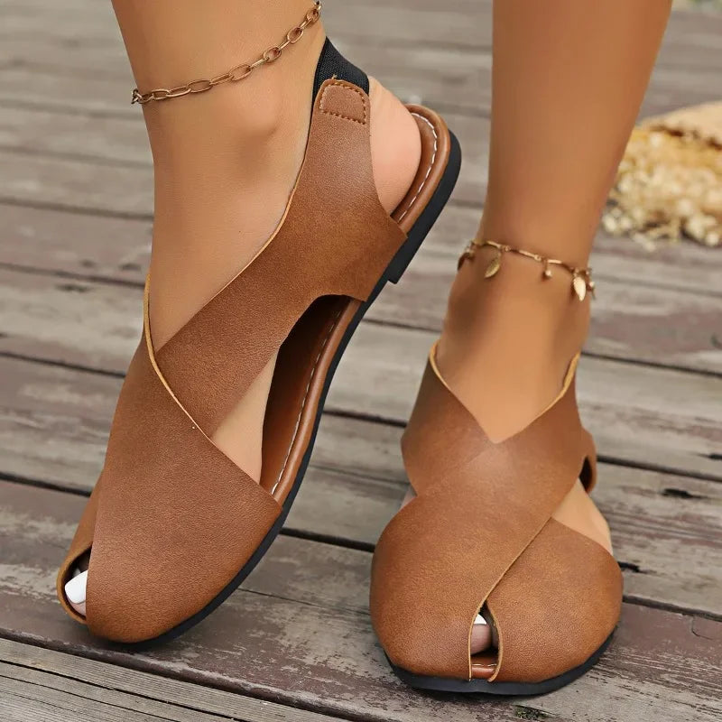 2025 Women's Sandals New Peep Toe Casual Sandals Best Seller Flat Sandals