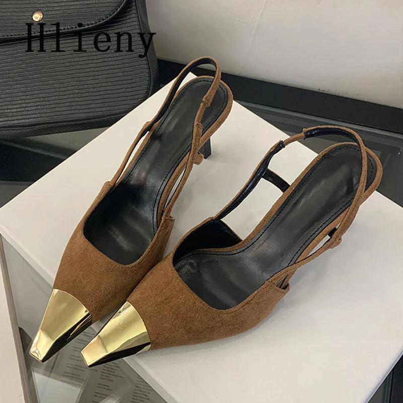 New Spring Back Strap Women's Sexy Pointed Toe Elegant Heel Sandal