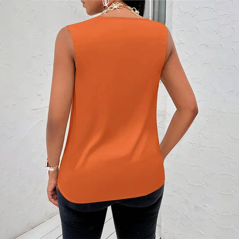 Basic Women Silk-Like Satin Top Summer Sexy Cowl Neck Top.  S-xxL
