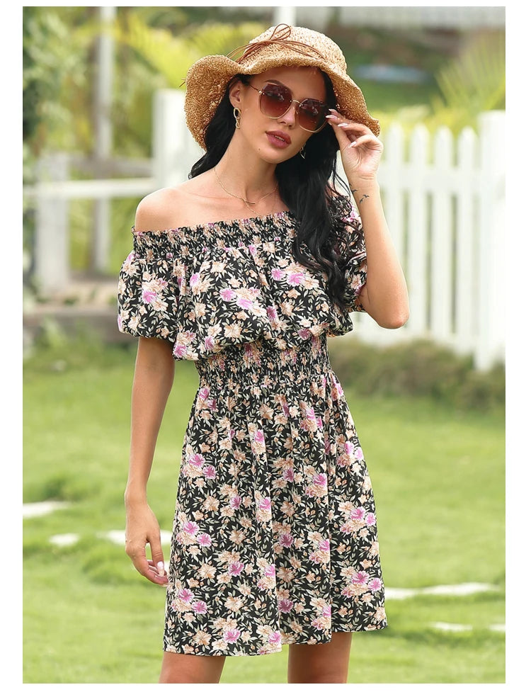 2025 Spring and Summer New Women's Printed Midi Dress .  S-3X