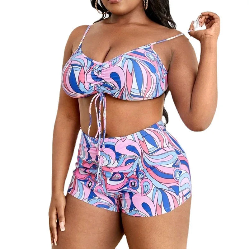 2025 New Plus Size Swimwear Three-Piece Push Up Bikini Set Sexy And Stylish