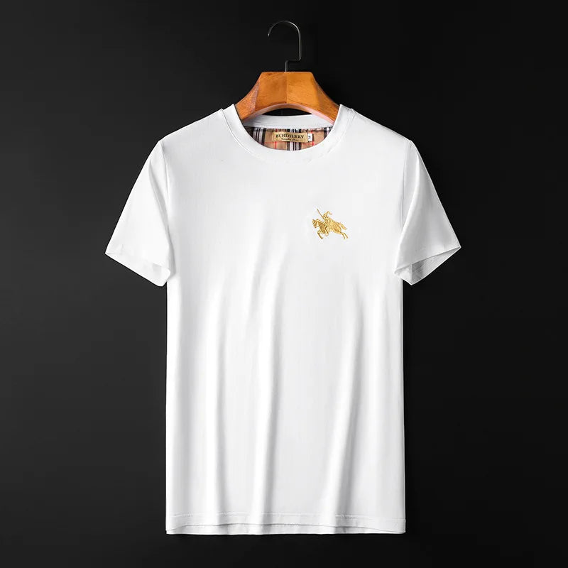 2025 New solid colour summer men's short-sleeved slim casual T-shirt round neck cotton shirt.  S-4XL