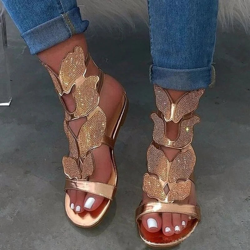 Summer Fashion Sandals for Women Butterfly Crystal Gladiator Sandals Comfortable Open Toe .