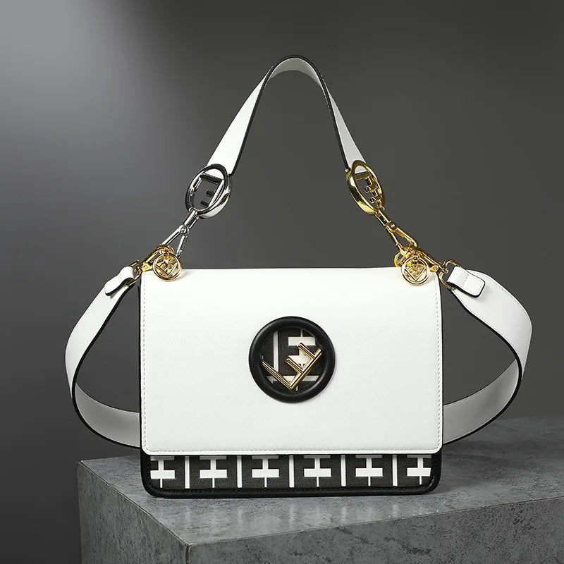 New Hollow Carved Square Bag Luxury Design Clam shell Metal Real Leather Material.