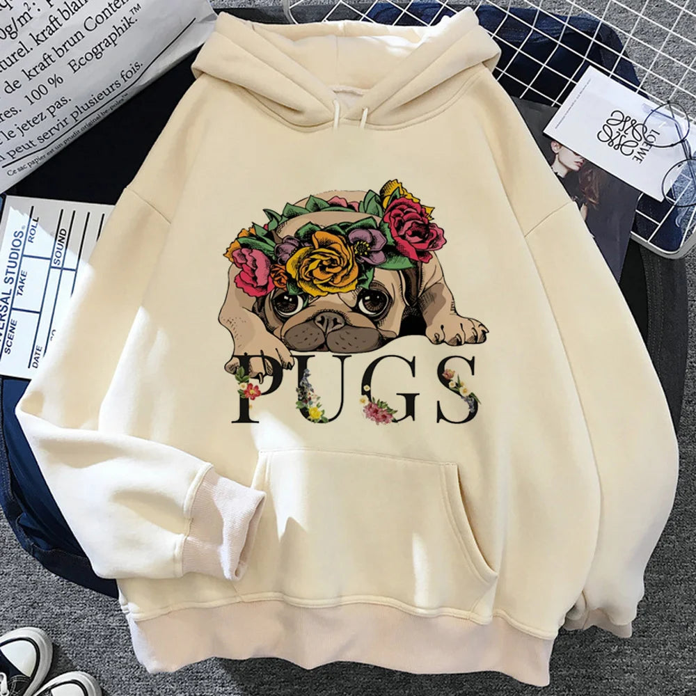 Pug hoodies women Fleece long sleeve  Hoodie.   XS-2X