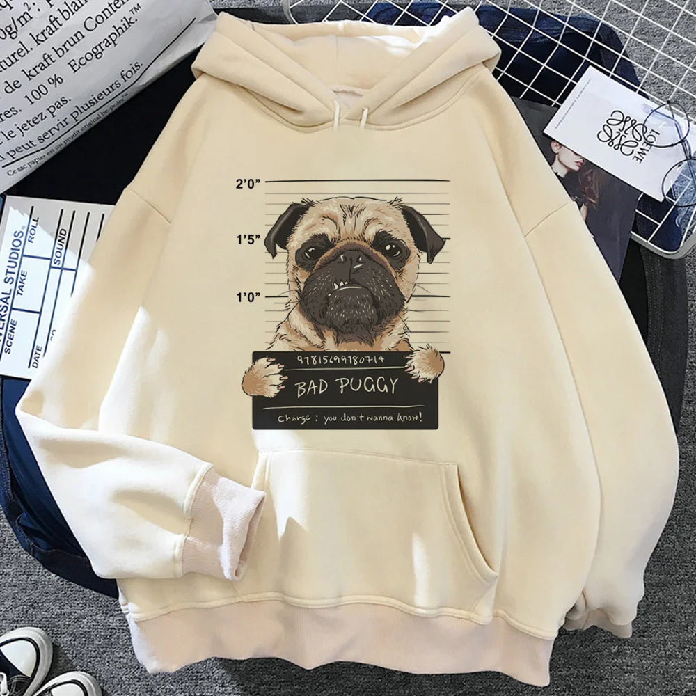 Pug hoodies women Fleece long sleeve  Hoodie.   XS-2X