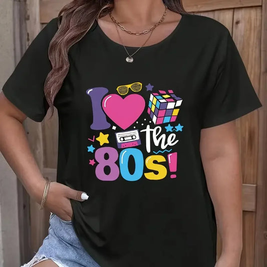 Plus Size Print T-Shirt Casual Crew Neck Short Sleeve T-Shirt Plus Size