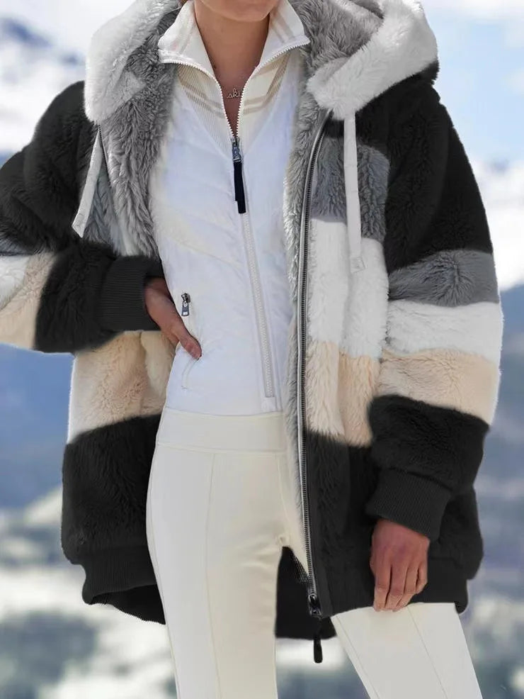 Women's Long Teddy Bear Coat Warm Thickening Fleece Faux Fur Coat Plush Women's Coat ..  S-5X