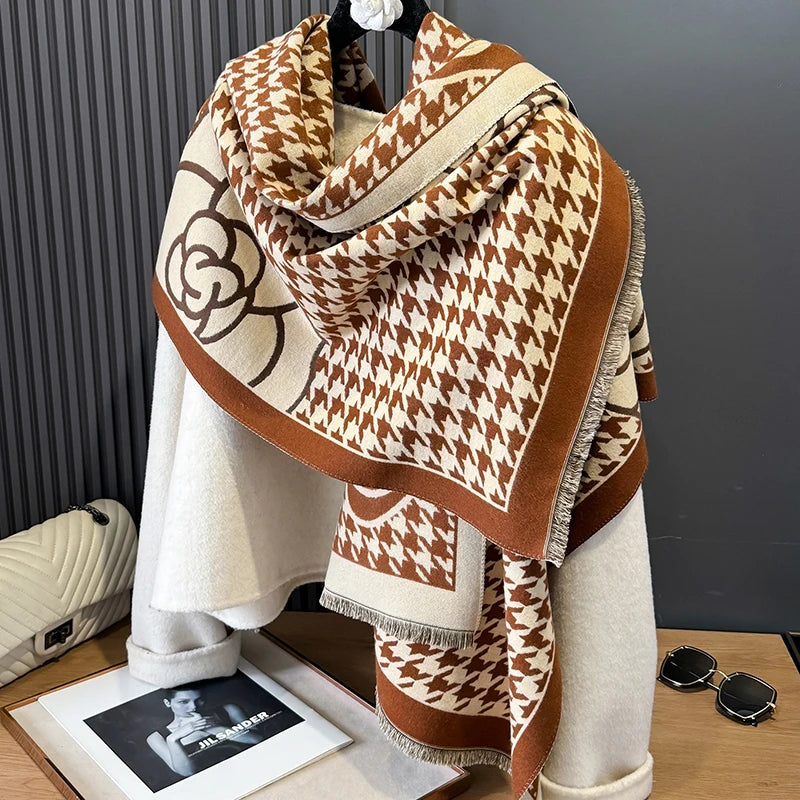 Fashion Print Cashmere Women Two-sided Scarf Winter Warm Shawl and Wrap Pashmina