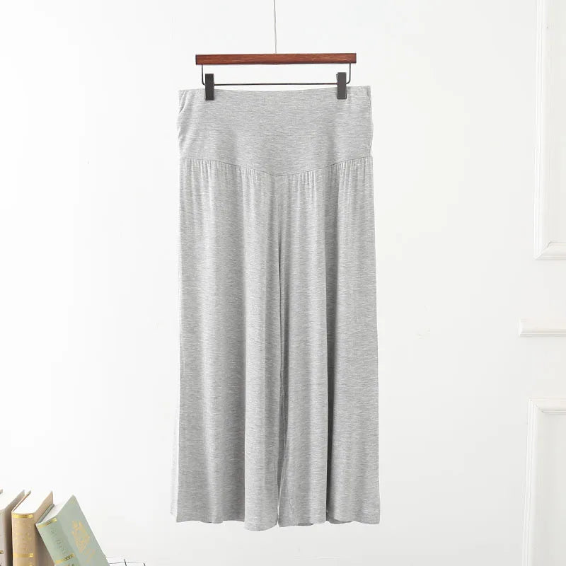 Spring Summer Wide leg calf length Loose Casual yoga pant High Waist three quarter Trousers.  M-2X