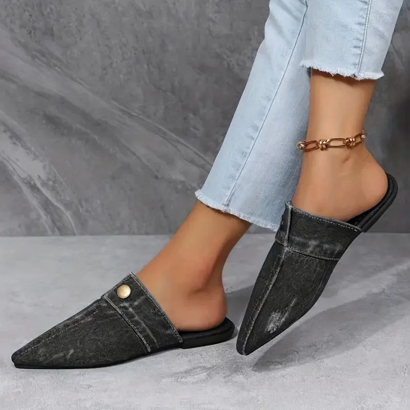 Women Comfortable Versatile Slip-On Denim Flat 2025 New Slides For Everyday Wear