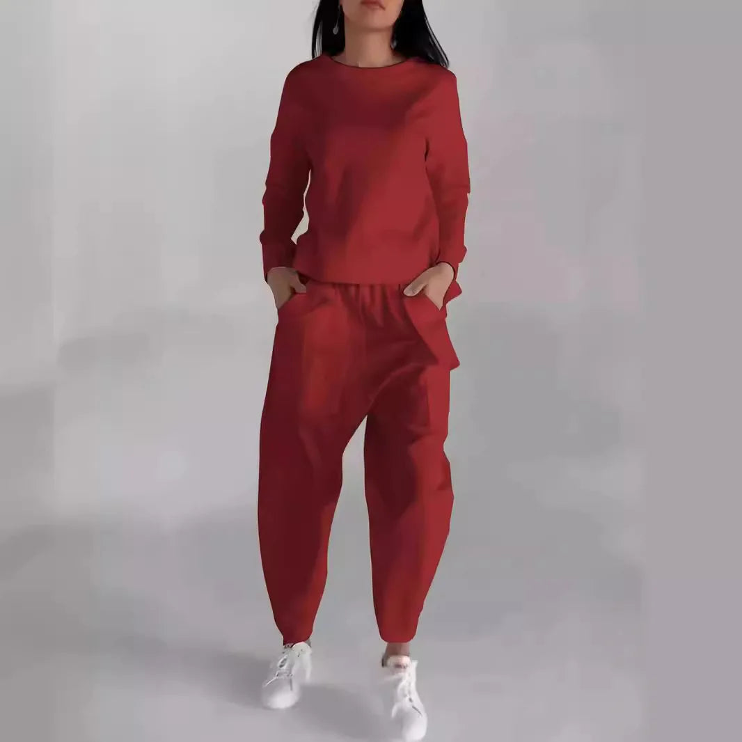 New Fashion Lace-up Craft Multi-pocket Trendy Sport Solid Color Casual Pants Set for Women.  S-3X