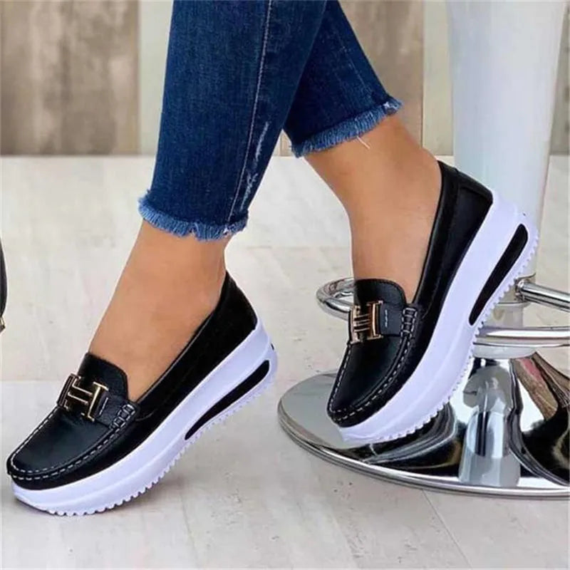 Platform Women's Sneakers Fashion Casual Comfortable Slip on Flat Vulcanized Shoes