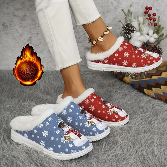 Women's Christmas Winter Slippers - Fuzzy Non-Slip Holiday Home Shoes