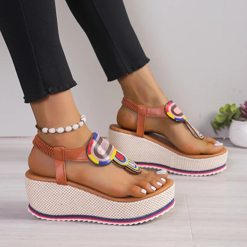 New Summer Fashion Open Toe Wedges Luxury Designer Platform Sandals