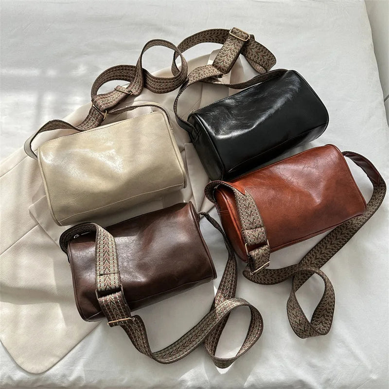 Vintage PU Leather Boston Women Small Handbag and Purse Fashion Cross-body Bag