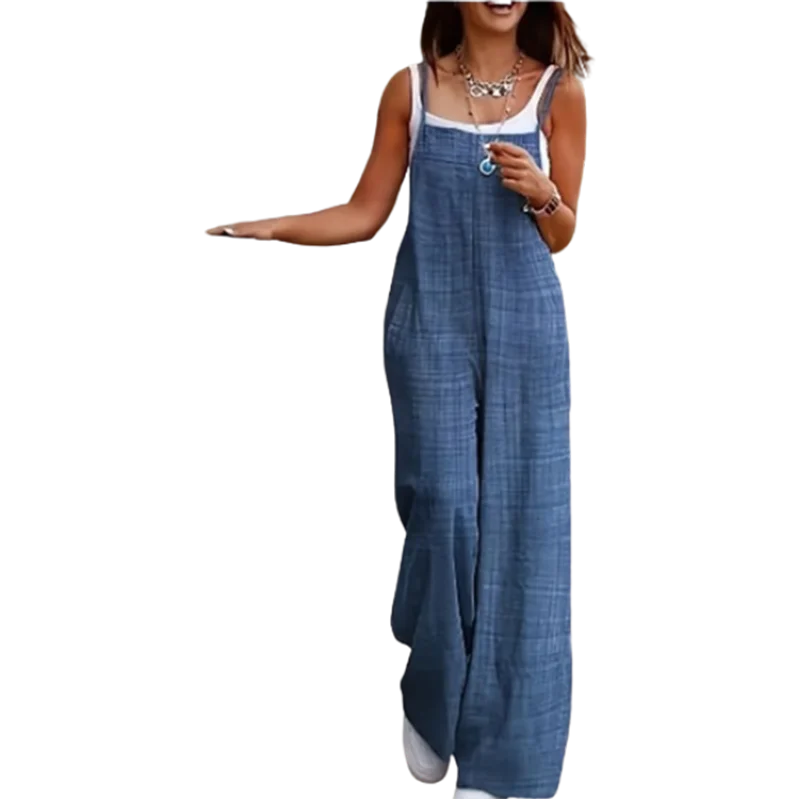 Women's Sleeveless Jumpsuit with Suspender Loose Casual Pocket Summer jumpsuit.  S-2x