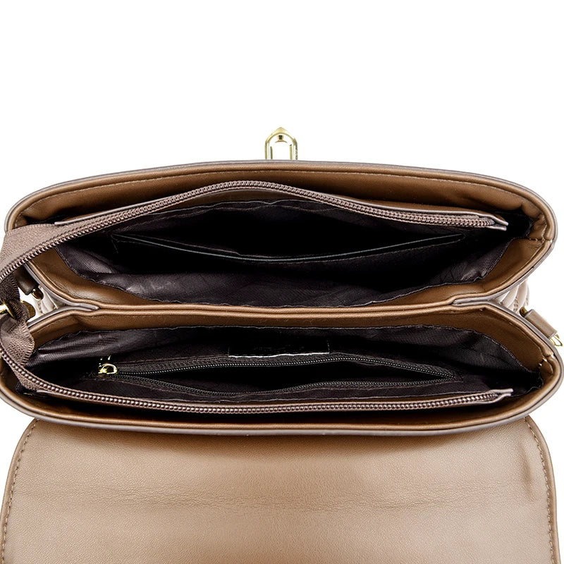 Trendy High Quality Soft Leather Messenger Bag Luxury Designer Multi Layered Handbag