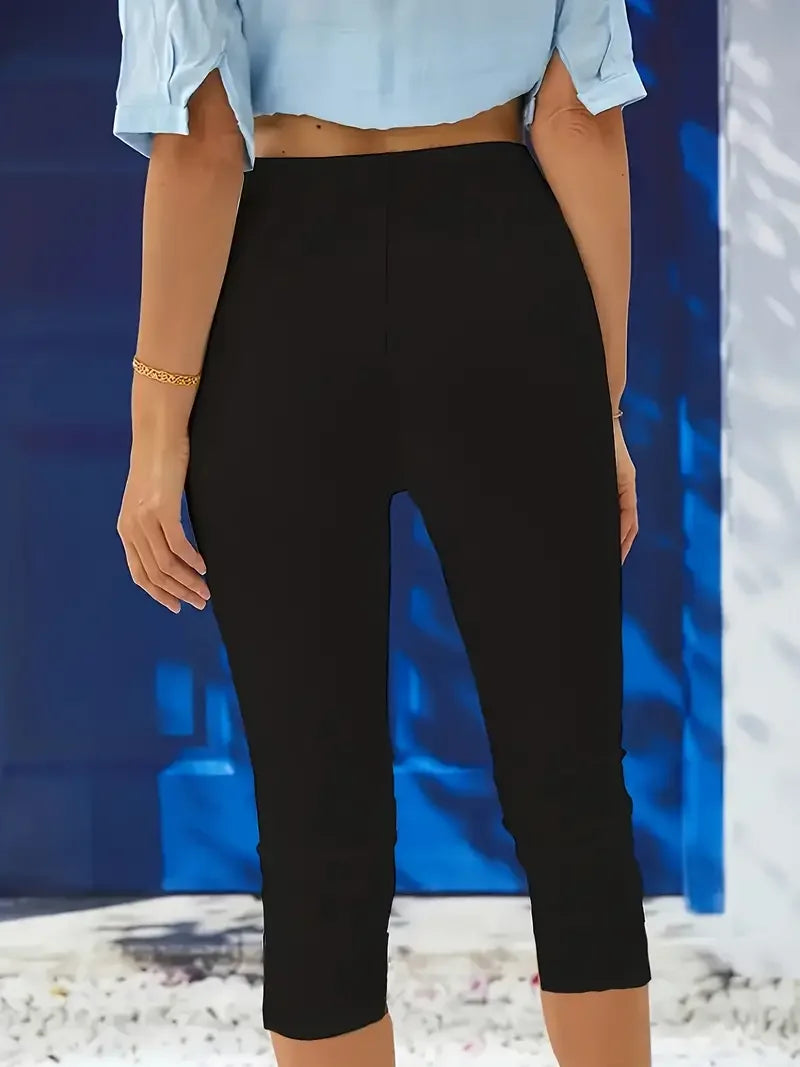 Casual Sports Yoga Capri Women's Plus Size Elastic Waist Cropped Casual Leggings