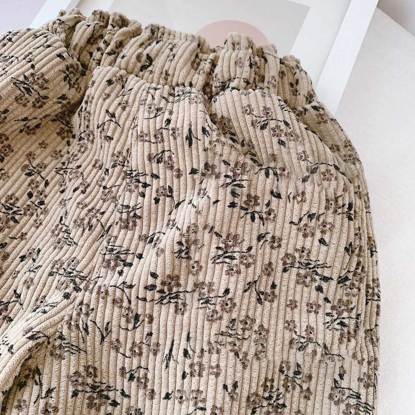 Girls Corduroy Harem Pants 1-8Y - Leopard Floral Print Autumn Winter Casual Pants