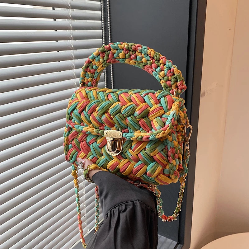 Elegant Crochet Sling Bag with Tassels New Arrival Handmade Trendy Shoulder Bag with Braided Texture
