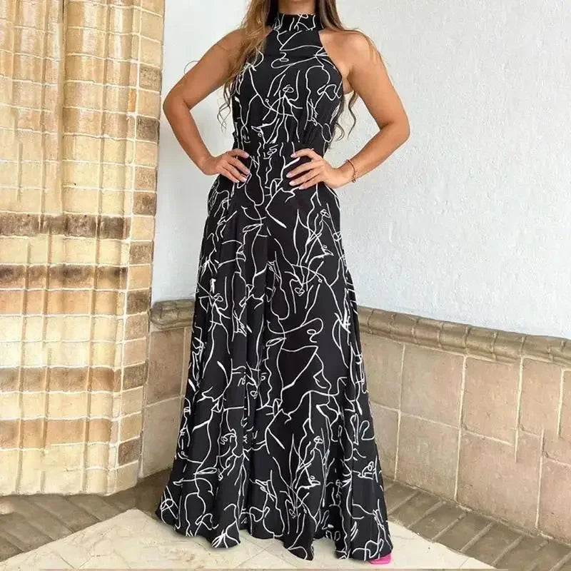 Women's Elegant Jumpsuit Wide Leg Long Pant Summer Sexy Sleeveless Women Casual Print Jumpsuit.  S-3X