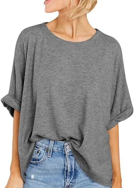 Women's  Quality Over size Short Sleeve Casual Loose Basic Tee.  S-2XL