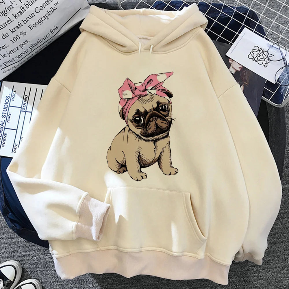 Pug hoodies women Fleece long sleeve  Hoodie.   XS-2X