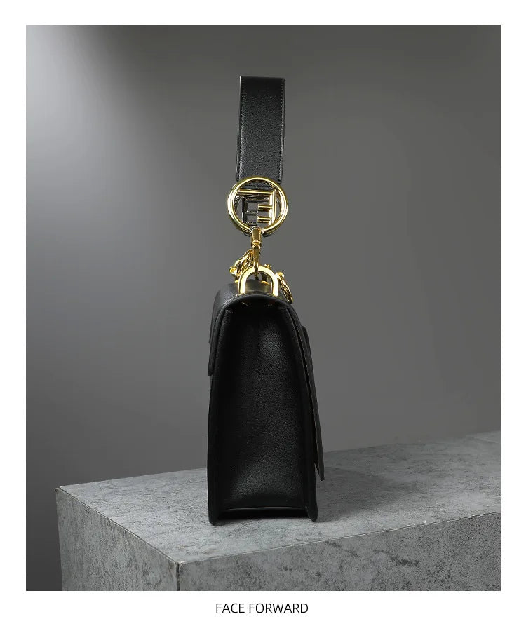 New Hollow Carved Square Bag Luxury Design Clam shell Metal Real Leather Material.