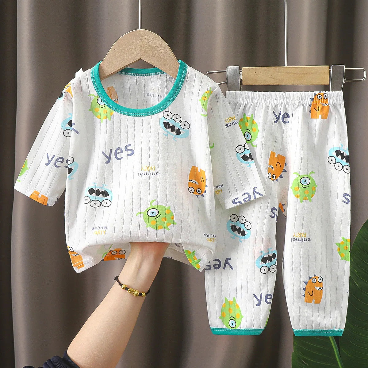 Kids Clothes Three Quarter Sleeve Home Cotton  Sleepwear Children's Clothing Boy Girl Autumn Winter Tops Pants SuitsChildrenSets