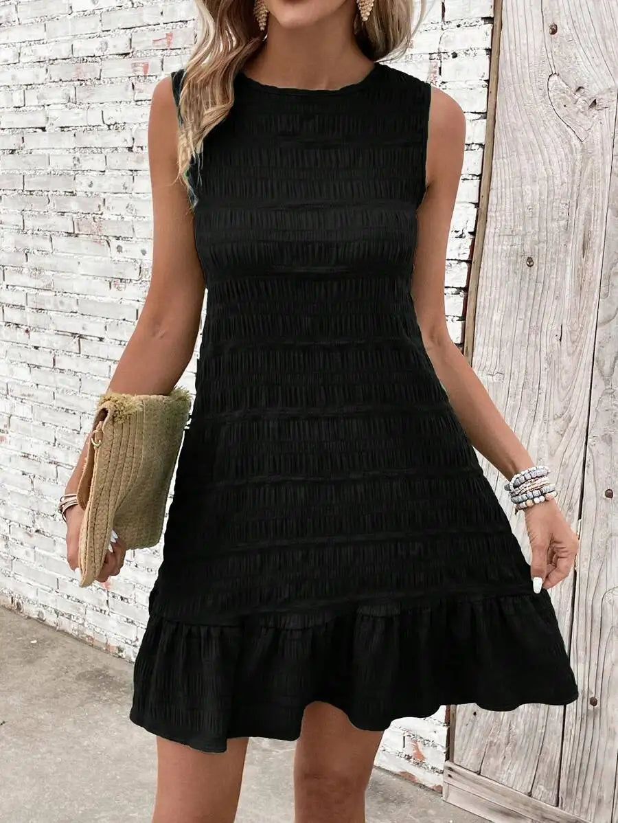 Summer Sleeveless Ruffle Mini Dress Casual Loose Fit Great For All Occasions.  S-xxL