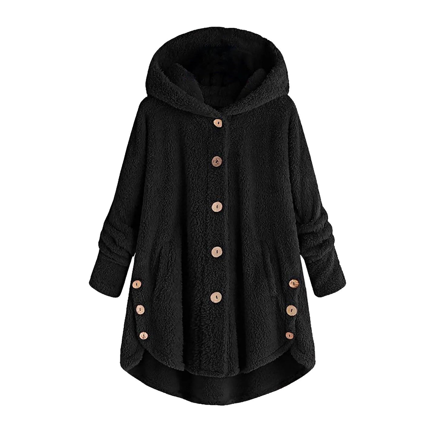 Autumn Winter Warm Teddy Female Plush Hooded Jacket.  S-5X