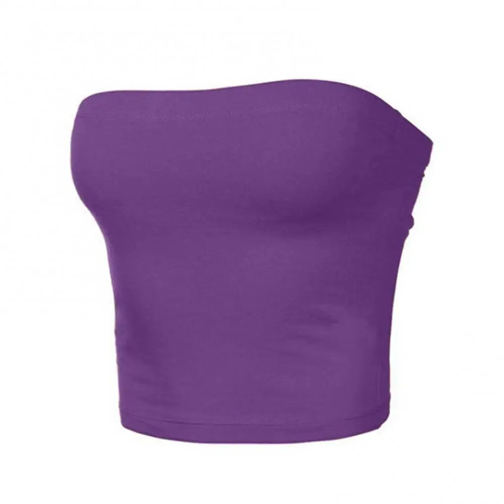 Women's Strapless Top Sexy Sleeveless Crop Top Bandeau Tube Top.  S-XL