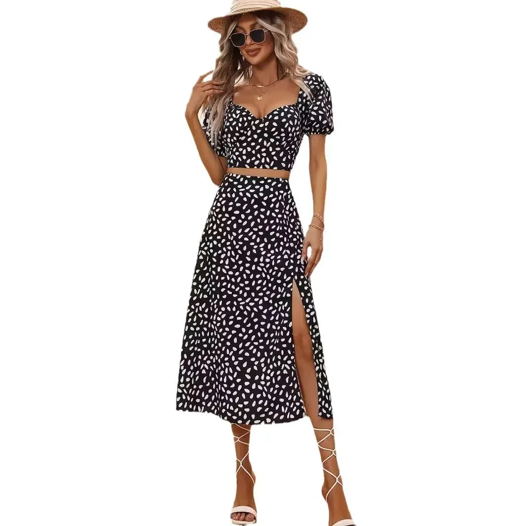 Ladies Summer Printed Two Piece Set, Casual Or Party Fashion Wear